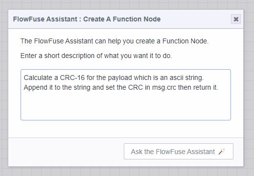 FlowFuse Assistant Input Dialog