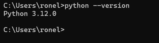 "Screenshot of terminal showing the python version installed, conforming it is installed"