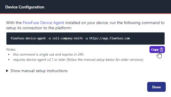 Screenshot of the dialog shown to a suer when a Device is registered