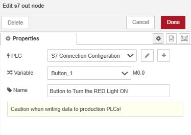 Configuring S7-out Node to write data to plc