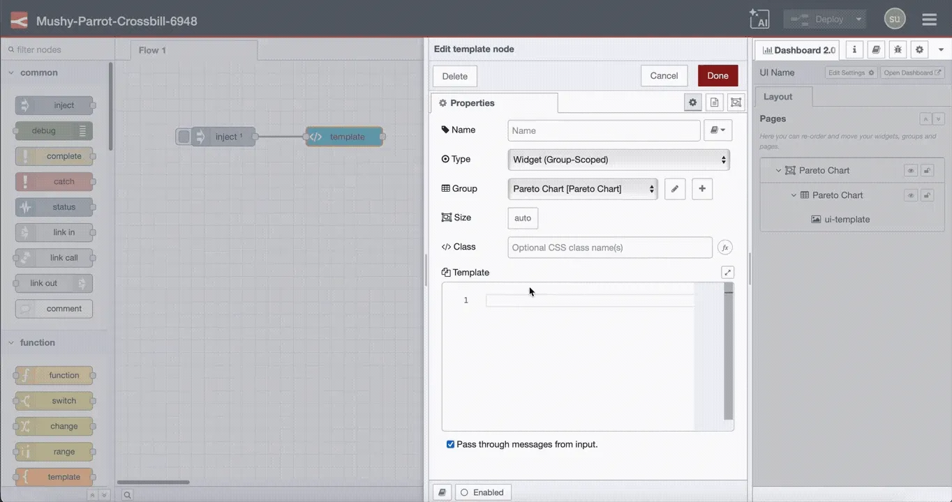 FlowFuse Expert creating custom dashboard components and styling for manufacturing displays