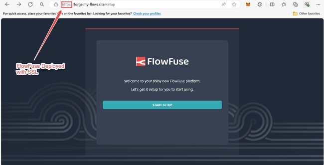 "Screenshot of the browser window with flowfuse platform opened"