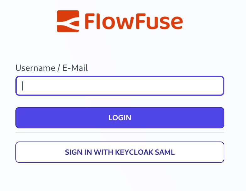 Screenshot of FlowFuse Login Page with SSO Direct Button