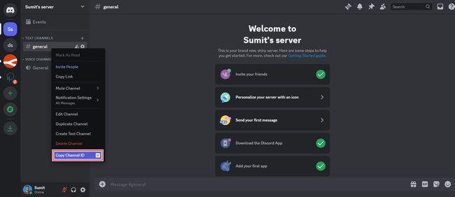 Screenshot showing 'copy channel id' option "Screenshot showing 'copy channel id' option"