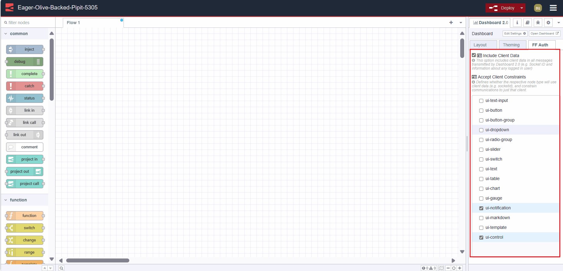 "Screenshot displaying the FlowFuse Muti-user addon option"