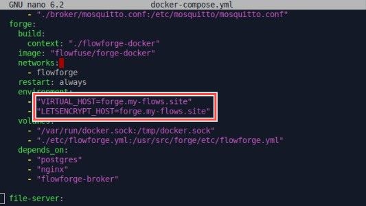 "Screenshot the terminal showing the updates made in docker-compose.yml file"