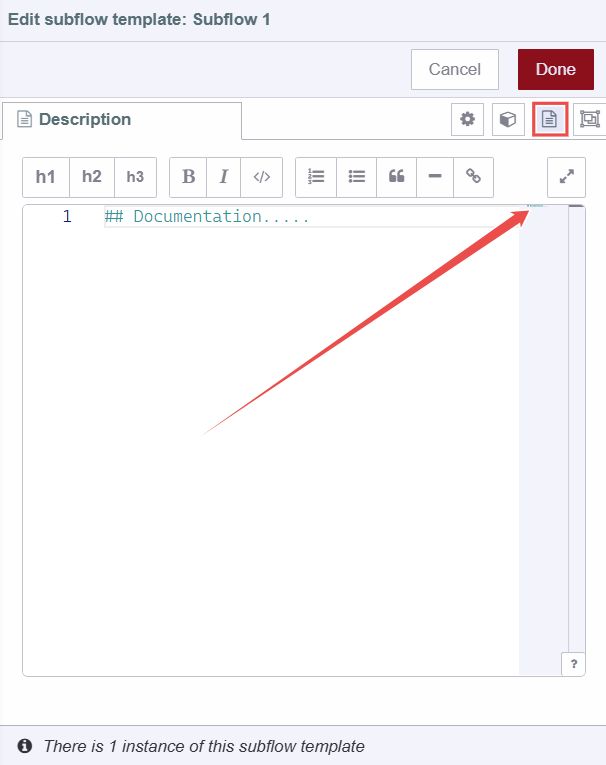 Image showing the description tab of subflow