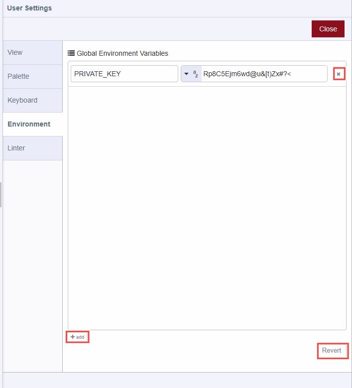 Node-RED Palette manager node's options