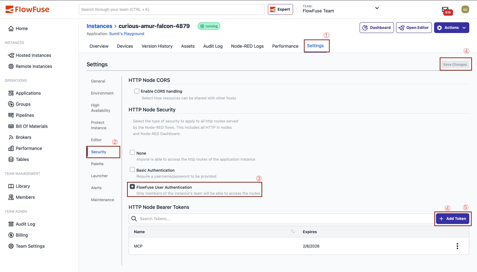 FlowFuse User Authentication settings screenshot