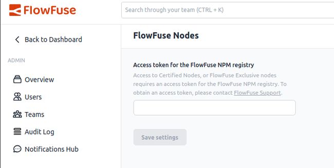 screen shot of Admin Settings page where token is entered