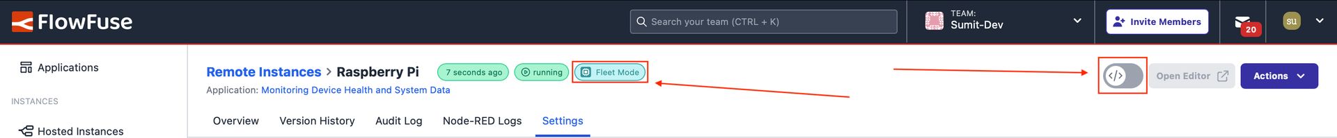 Image showing the fleet mode status of the device (disabling the developer mode option will set the device to fleet mode).