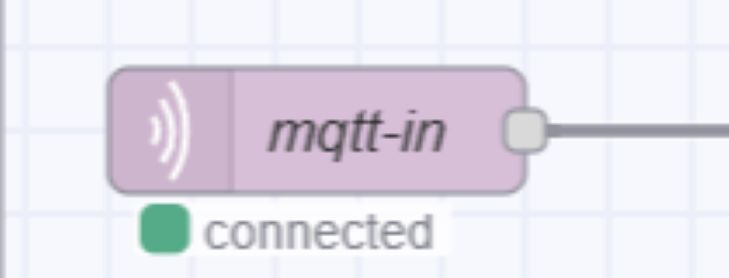 "Screenshot of the mqtt node status showing node is connected successfully to the broker"