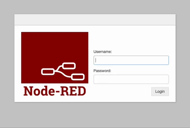 Using the username and password to login to Node-RED