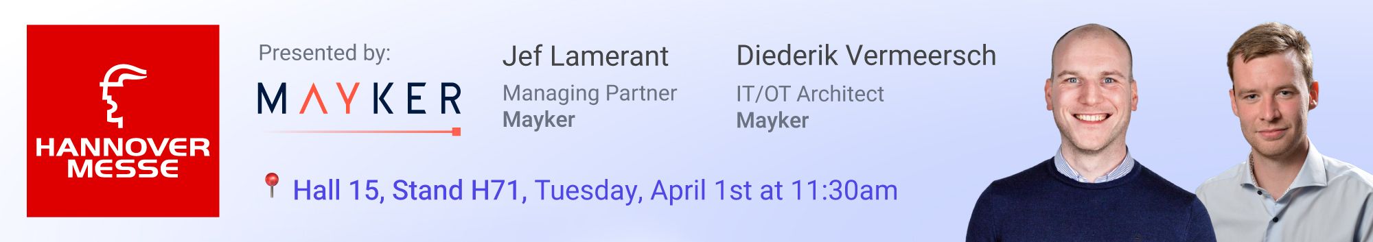Banner indicating place and time of the live session