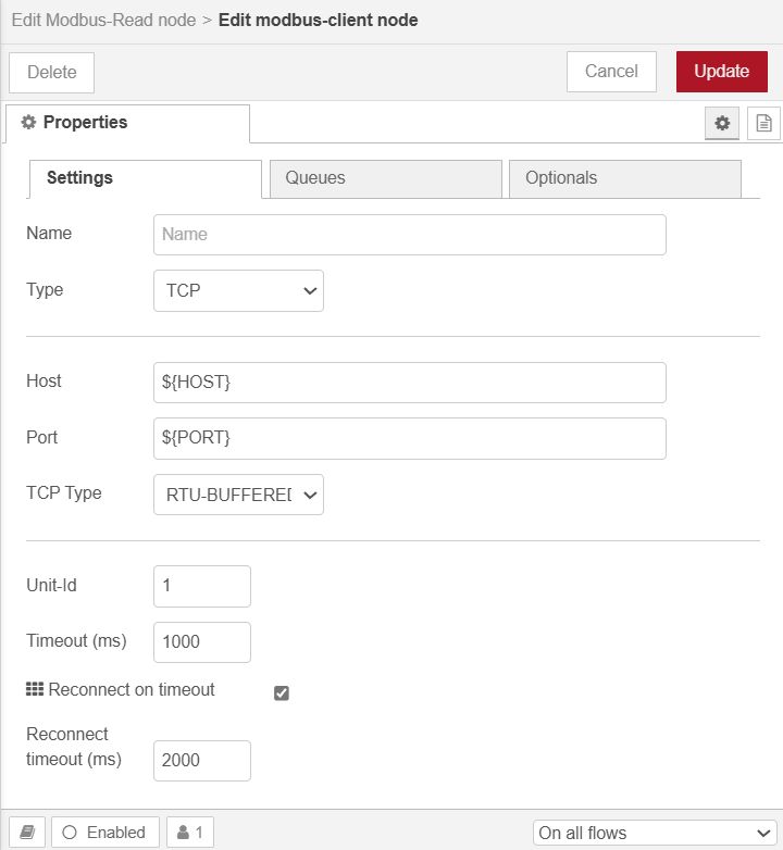 Image showing Modbus client node configuration