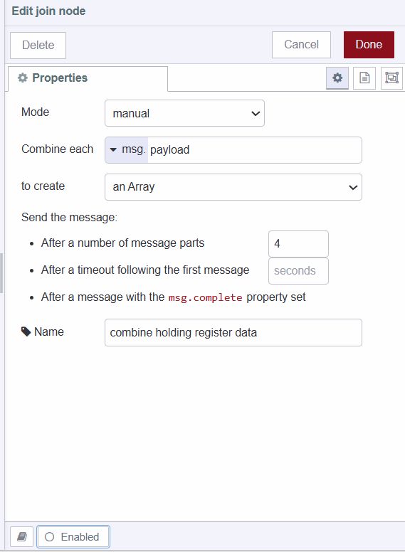 Configuring the join node combine output coil data