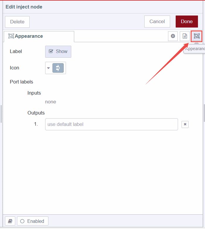 Image showing node edit property dialog's appperance tab