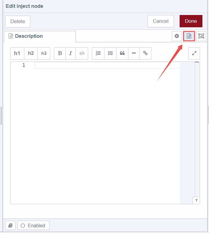 Image showing node edit property dialog's description tab