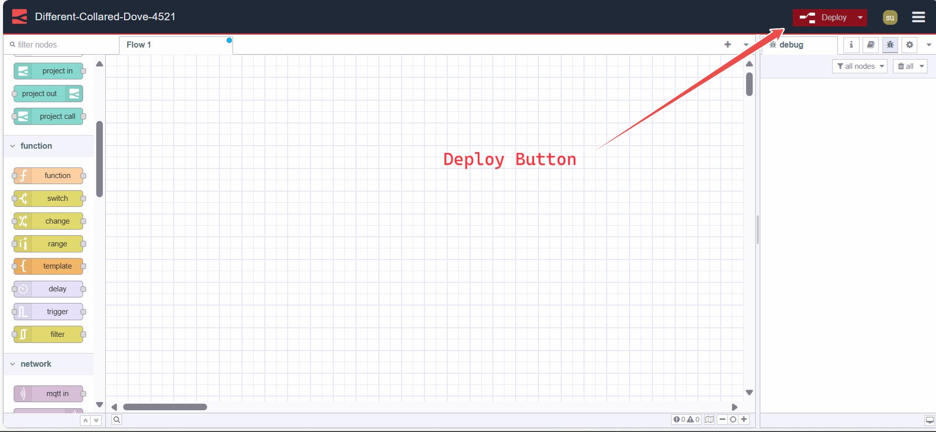Image displaying Node-RED Deploy button