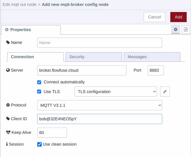 Node-RED MQTT Client Connection