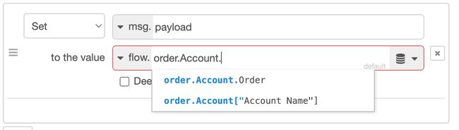 Node-RED editor autocompleting properties