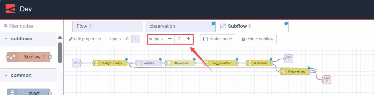 Option to add output ports for subflow