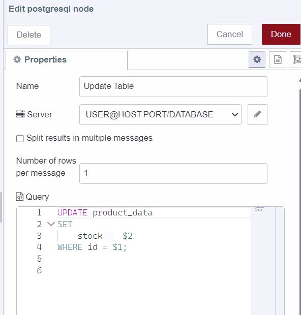 "Updating product data to the database"