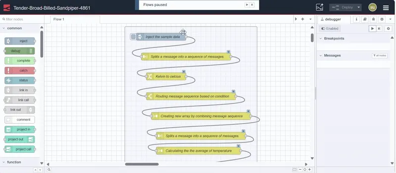 Image shows the execution of flow while debugger enabled and how to proceed to subsequent execution