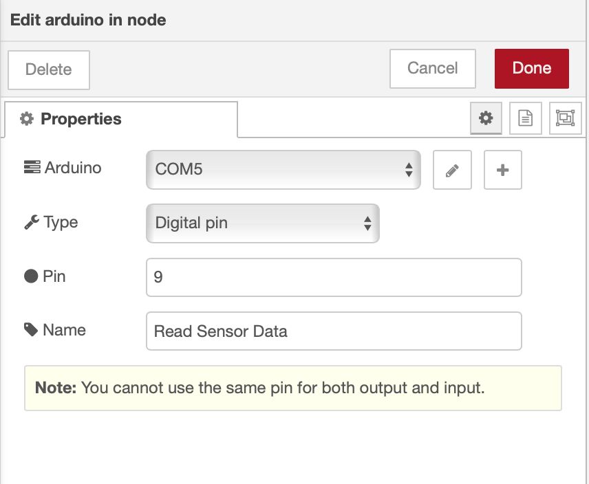 Configuring Arduino-in node