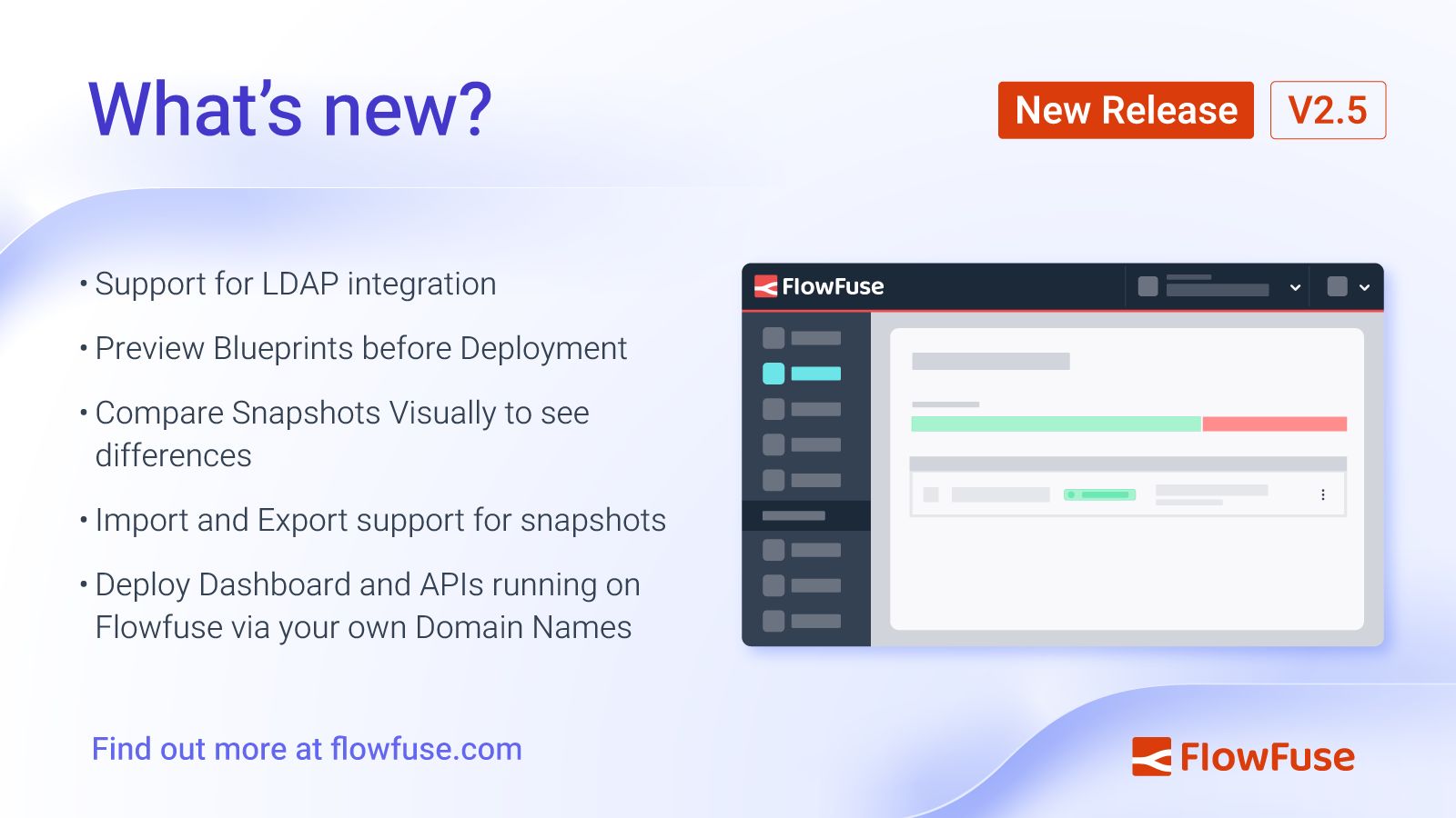 Image representing FlowFuse 2.5: New features to visualize snapshots, LDAP integration, and more