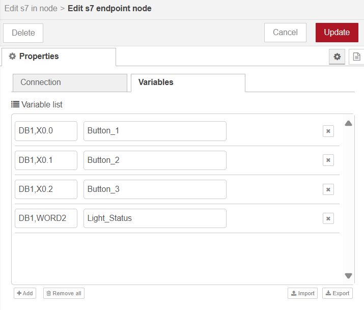 Adding Variables into s7 node