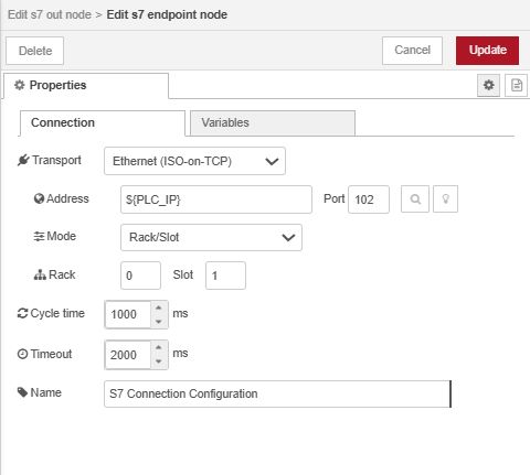 Configuring S7 node for connection