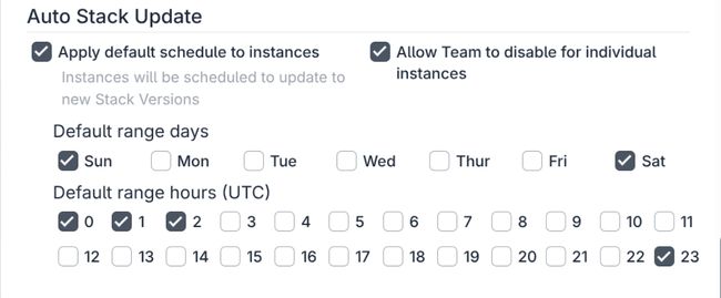 TeamType Scheduled Maintenance Settings