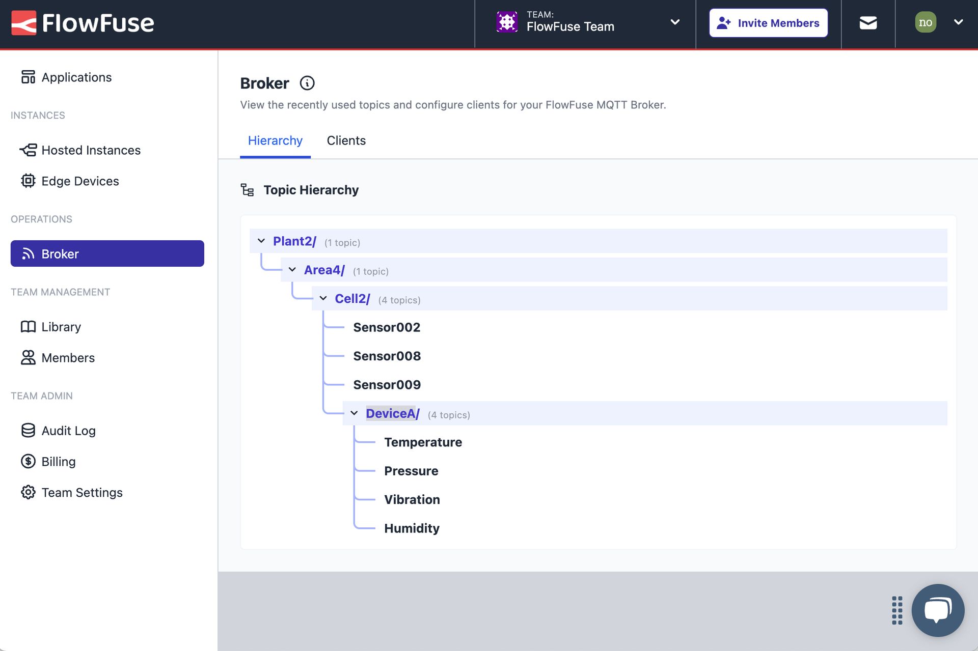 Screenshot of the UI to explore your MQTT topic hierarchy