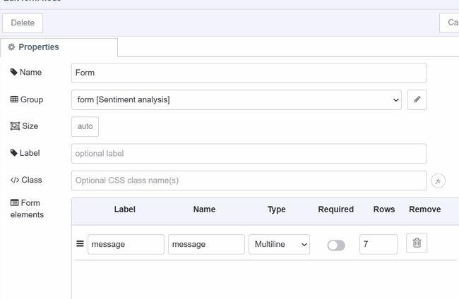 "Taking user input for Sentiment analysis using form"