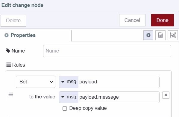 "Normalizing the payload using change node"