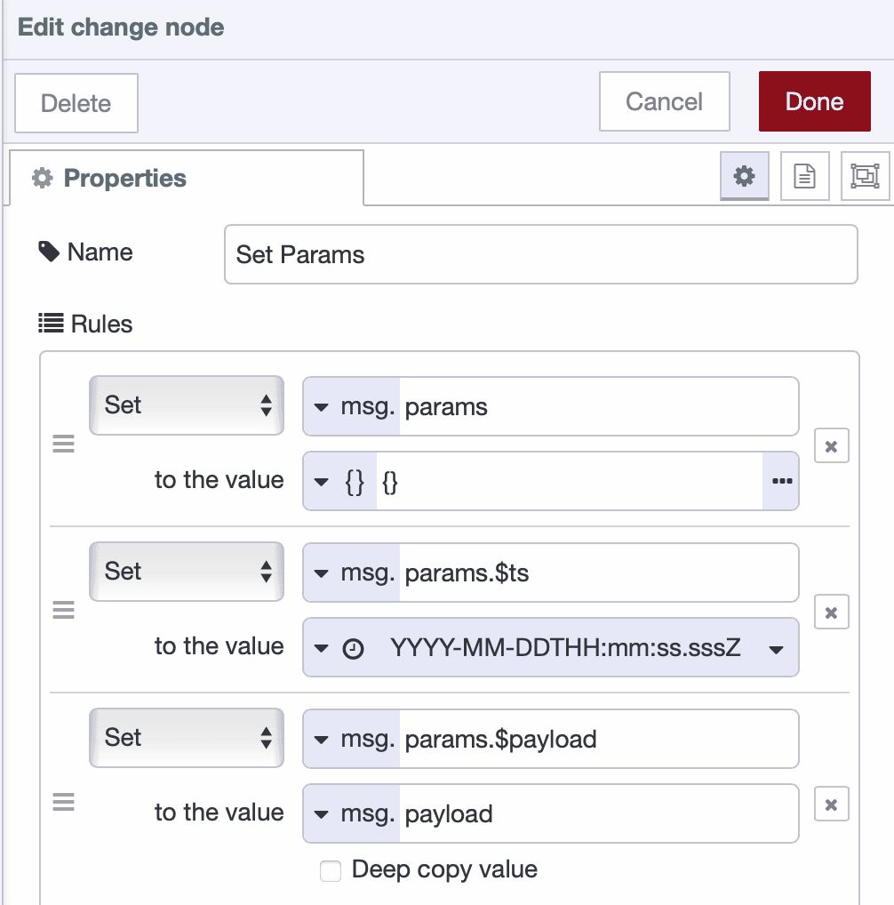 Change node rules for preparing SQLite insert parameters