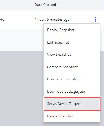 Image showing the 'Set as Device Target' option in the menu