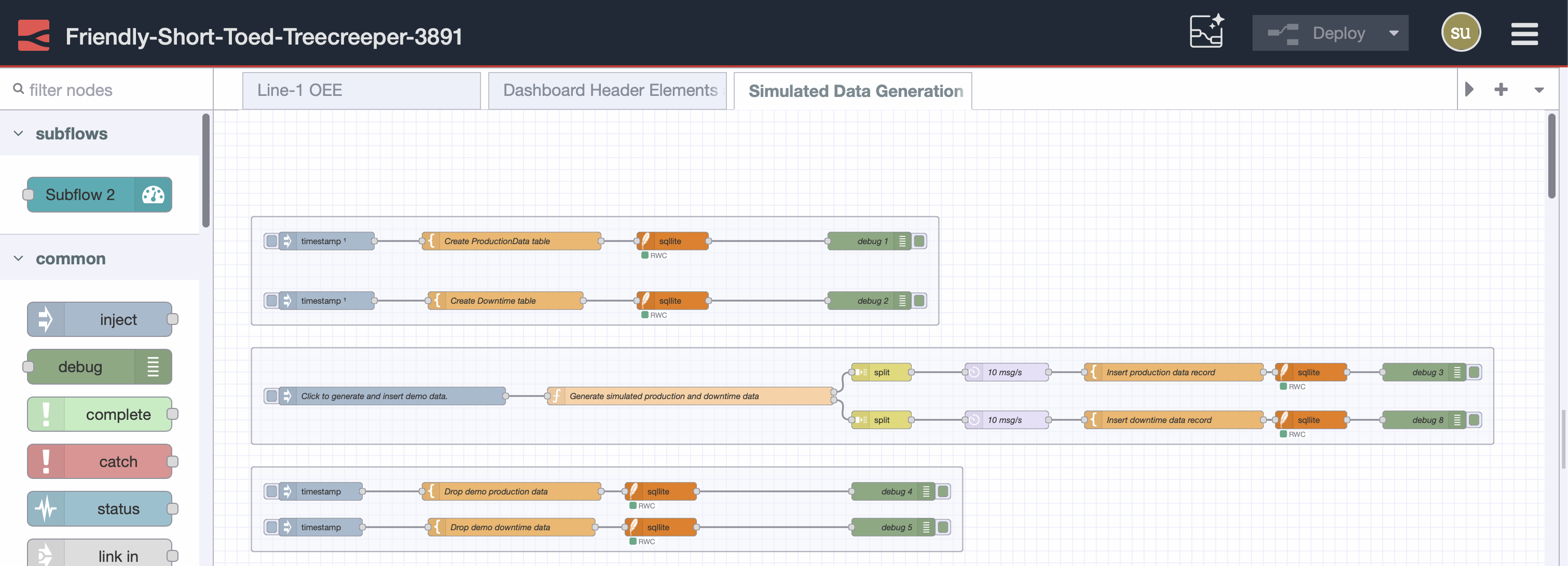 Simulated Data Generation tab