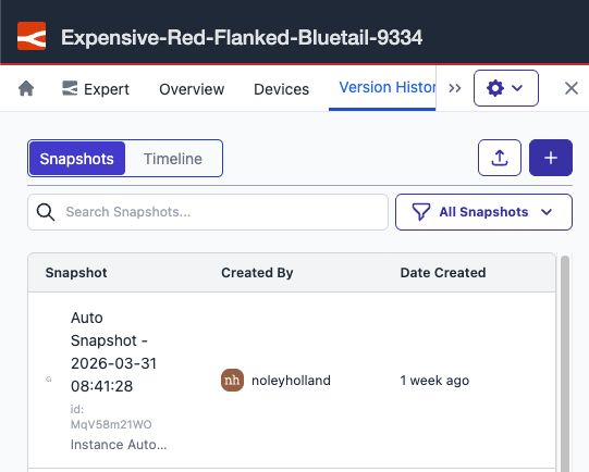 Snapshot toggle inside the immersive editor