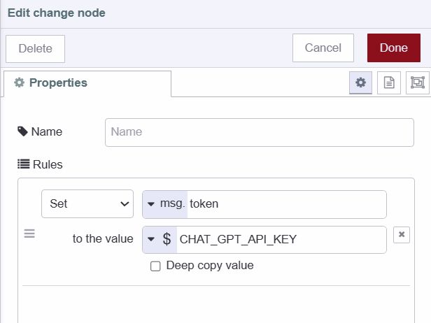 "Setting msg's property for Chat-gpt token"