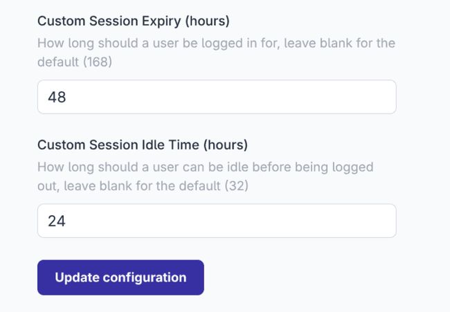 SSO Session Expiry and Idle settings