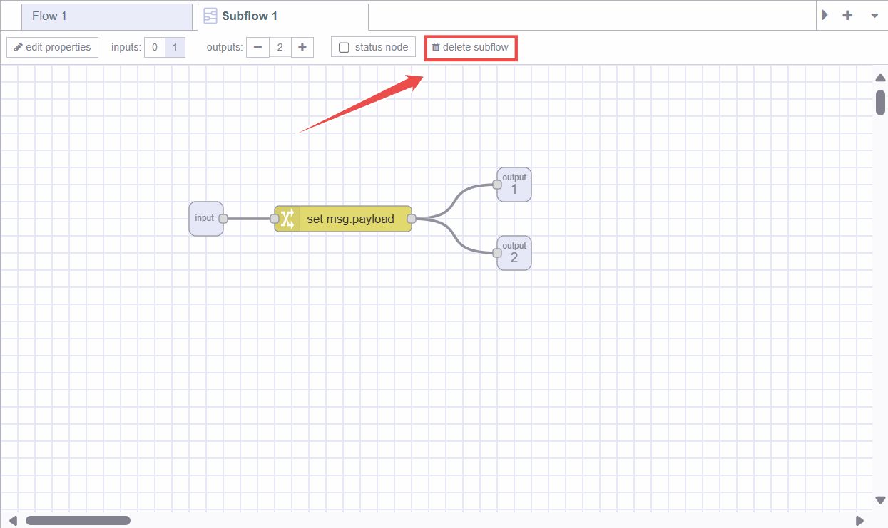 Image showing option to delete the subflow