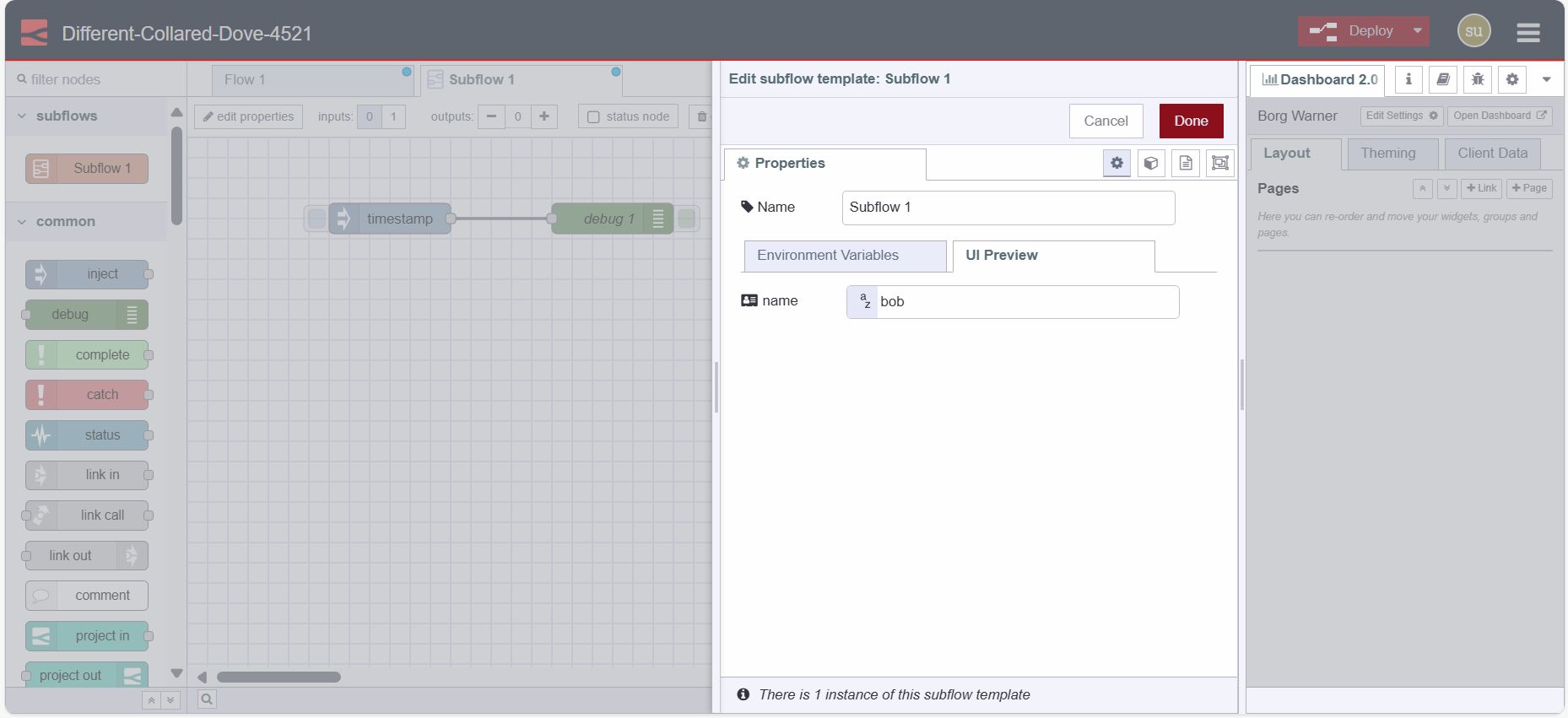 Image showing ui preview tab in the subflow edit dialog