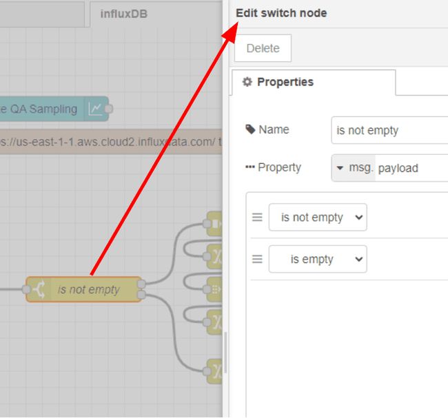 "Screenshot of the switch node properties tab"