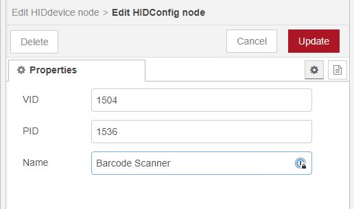 USB HID Config Node-RED